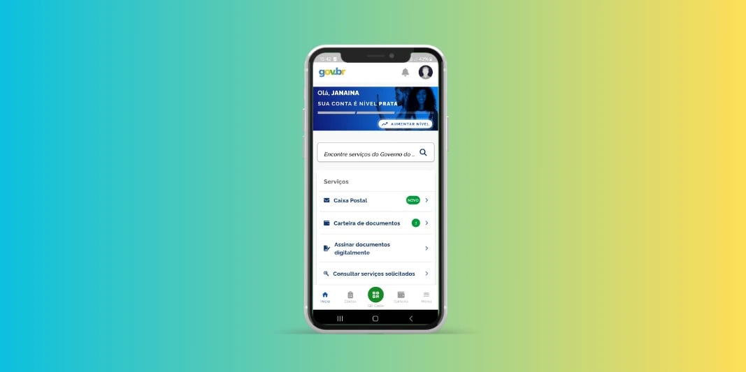 É possível aumentar o nível da conta gov.br na tela inicial do aplicativo. Crédito: Equipe Nord