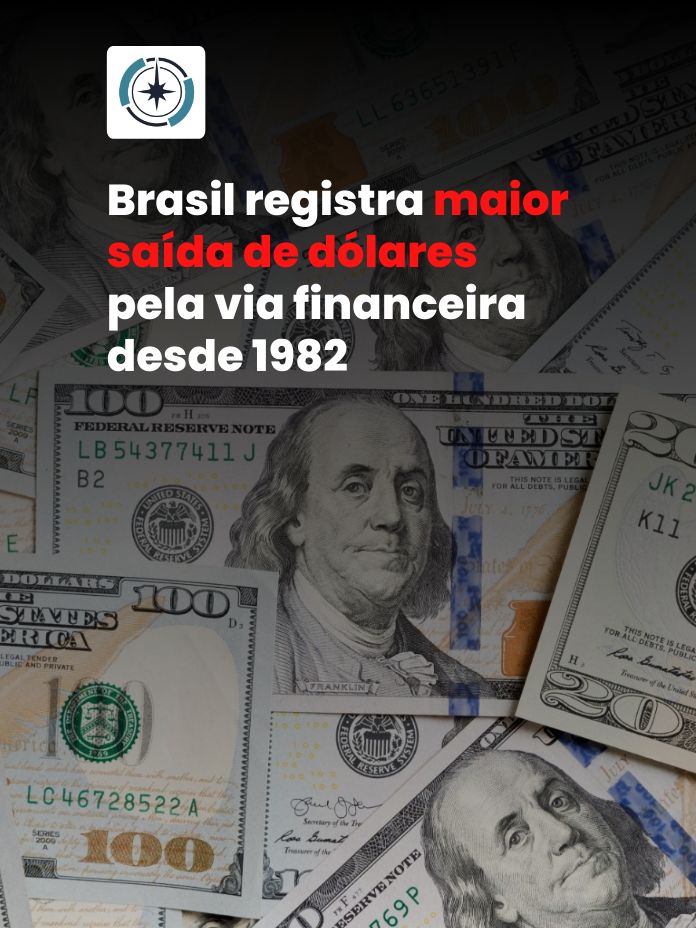 Brasil registra maior saída de dólares pela via financeira desde 1982