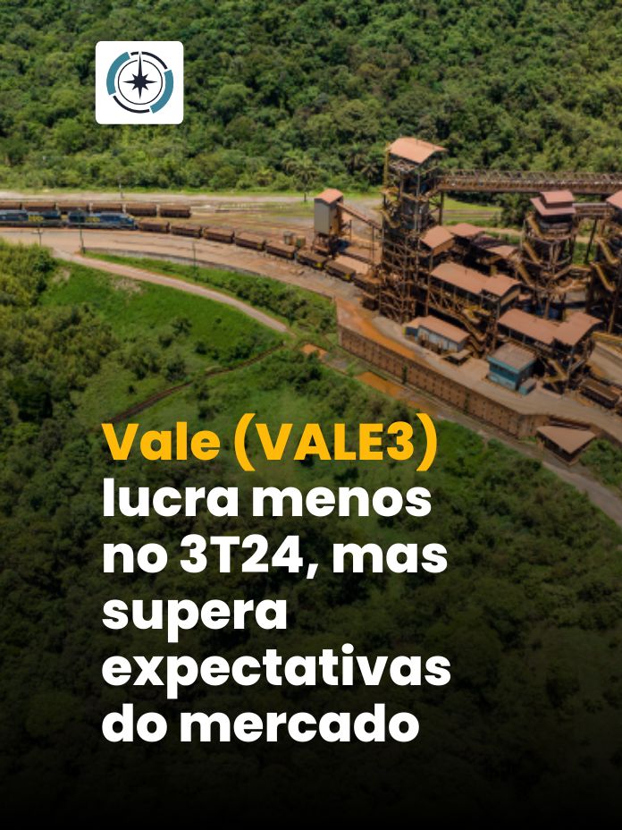 Vale (VALE3) lucra menos no 3T24, mas supera expectativas do mercado