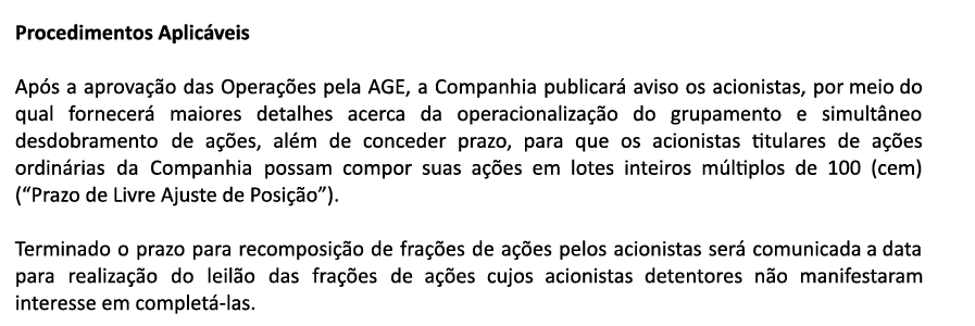 Fato relevante de Méliuz. Quem quiser manter ações da companhia, deverá comprar o restante para completar um lote de 100 ações. Já quem quiser se retirar, a companhia anunciará a precificação de suas ações que vão a leilão.